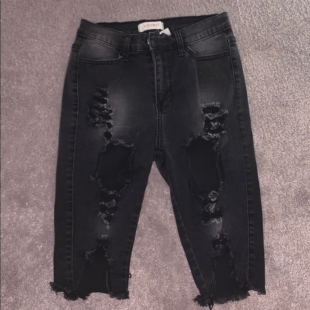 Black ripped Jorts